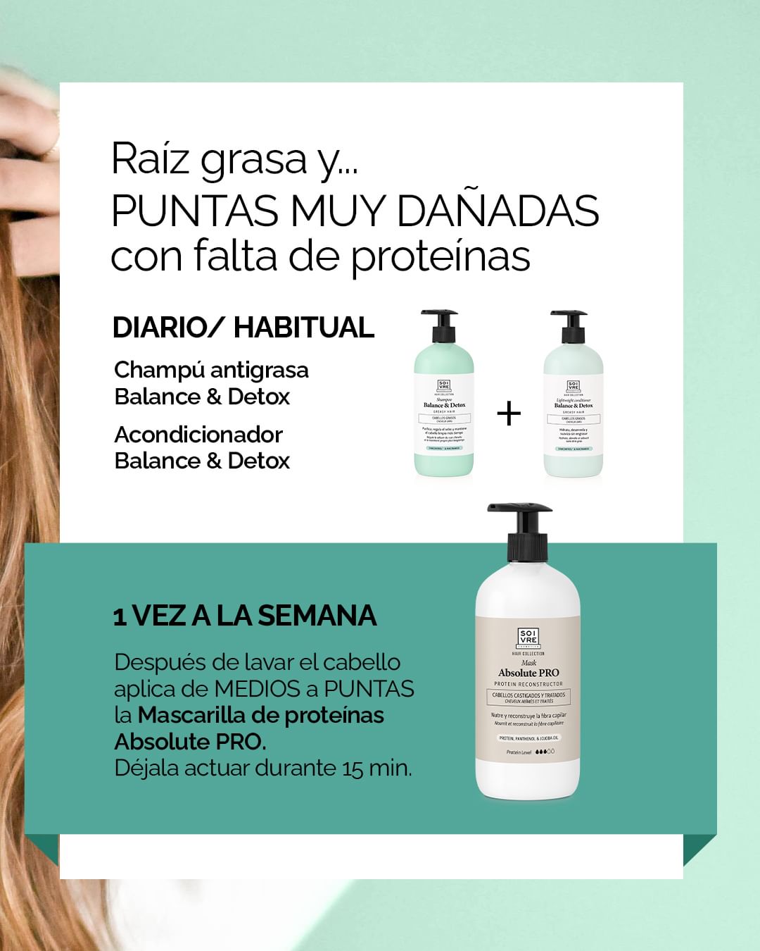  soivre_cosmetics Raíz grasa pero... ¿cómo tienes las puntas? 👀 Te contamos qué rutina es la mejor para tu cabello en función de tus necesidades 👉 ¿Cómo? Para cuidar la raíz grasa lo mejor es utilizar un champú para cabellos grasos como el de Balance & Detox. También recomendamos un acondicionador para poder suavizar el cabello y evitar los enredos, pero sin que engrase. Pero las puntas normalmente necesitan un plus o un tratamiento específico, por eso hemos creado este post para recomendarte la mascarilla que más se adapta a tu cabello. ❤️ ¡Te ayudamos a conseguir la melena que deseas! Encontrarás toda nuestra colección capilar en #farmacias y en nuestra web. Y si quieres asesoramiento... contacta con nosotros y te recomendaremos lo más adecuado para ti 🥰 #soivre #soivrecosmetics #crueltyfree #mascarilla #cuidadocapilar #cabellosgrasos #raizgrasa #asesoramiento #rutinacapilar