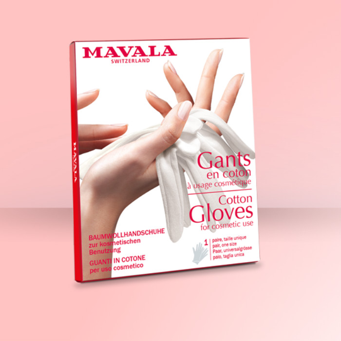 MAVALA cuidado y belleza para uñas, piel alta calidad. CUIDADOS ESPECÍFICOS Guantes de algodón.