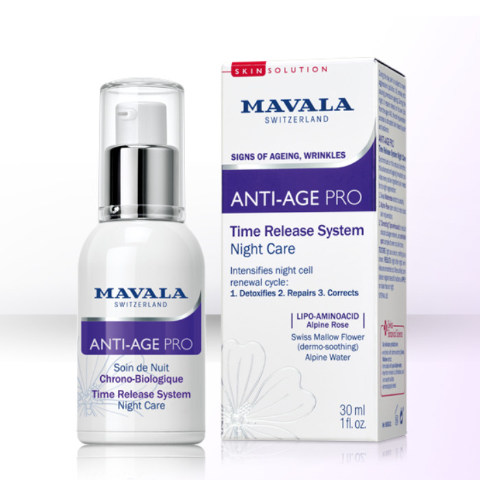 MAVALA cuidado y belleza para uñas, piel alta calidad. ANTI-AGE PRO Pro Cuidado noche.