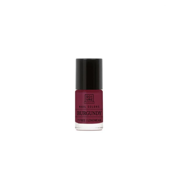 SOIVRE COSMETICS. Cosmética saludable. SOIVRE el cuidado integral y específico que tu piel necesita. ESMALTE DE UÑAS BURGUNDY 6ML Nails. 7 Free. Longwear.