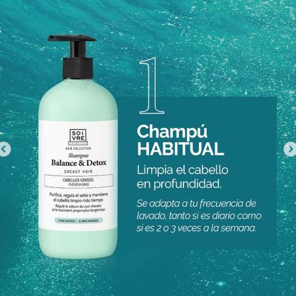 SOIVRE COSMETICS. Cosmética saludable. SOIVRE el cuidado integral y específico que tu piel necesita. CHAMPÚ ANTIGRASA CAPILAR 100ML. Balance & Detox. Purifica y regula el sebo.