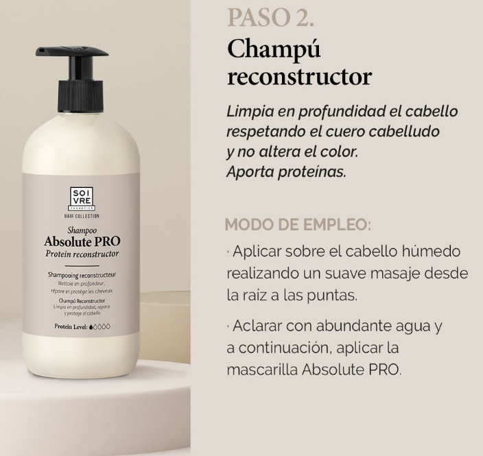 SOIVRE COSMETICS. Cosmética saludable. SOIVRE el cuidado integral y específico que tu piel necesita. MASCARILLA CAPILAR 500ML. Absolute PRO.