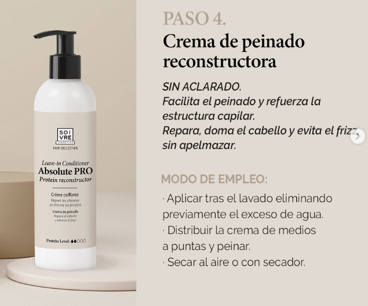 SOIVRE COSMETICS. Cosmética saludable. SOIVRE el cuidado integral y específico que tu piel necesita. PROTECTOR CAPILAR 250ML. Absolute PRO.