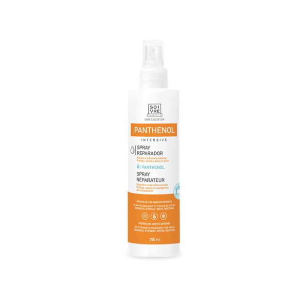 SOIVRE COSMETICS. Cosmética saludable. SOIVRE el cuidado integral y específico que tu piel necesita. SPRAY REPARADOR INTENSIVO 250ML Panthenol. Restaura la barrera cutánea.