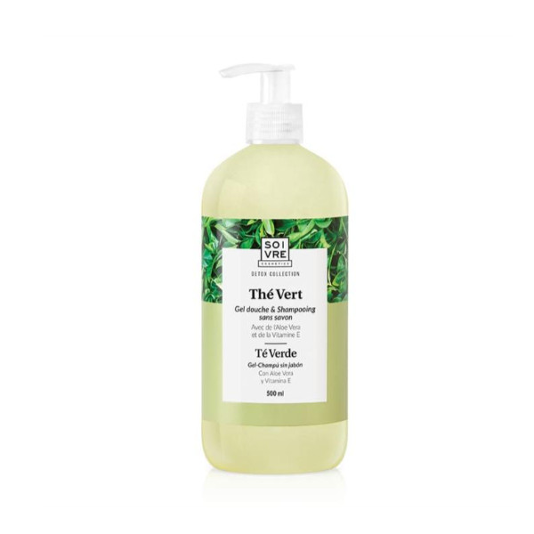 SOIVRE COSMETICS. Cosmética saludable. SOIVRE el cuidado integral y específico que tu piel necesita. GEL CHAMPÚ 500ML Té Verde. Limpia y desengrasa con suavidad.