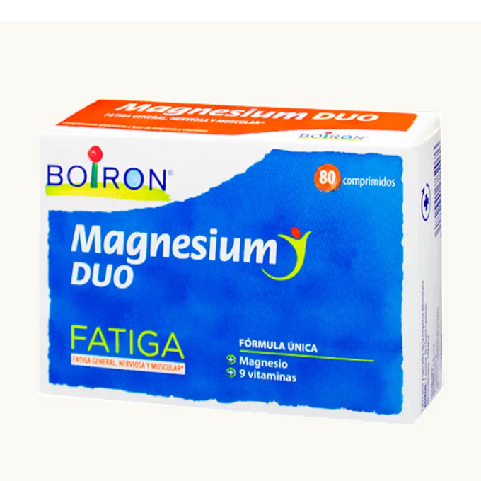 BOIRON MAGNESIUM DUO (Fatiga y Cansancio) Fatiga general, nerviosa y muscular son frecuentemente los primeros signos de un aporte alimenticio insuficiente de magnesio.