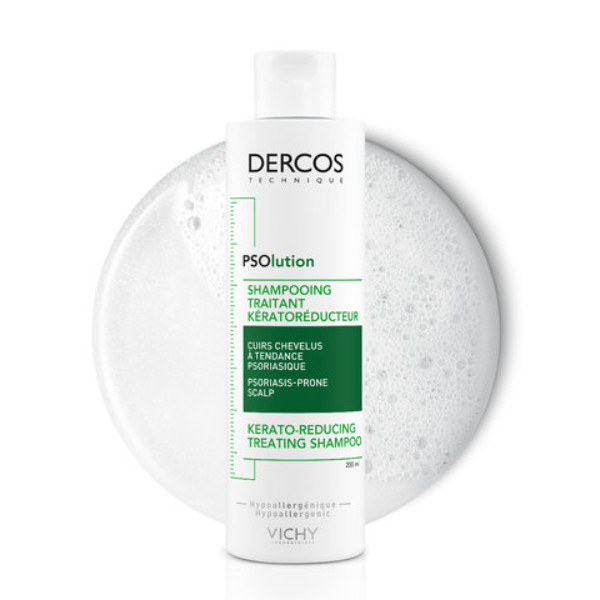 DERCOS TECHNIQUE CHAMPÚ PSOLUTION CHAMPÚ PARA CUERO CABELLUDO CON TENDENCIA A LA PSORIASIS ANTIESCAMAS Y ANTIPICOR MARCA RECOMENDADA POR DERMATÓLOGOS.