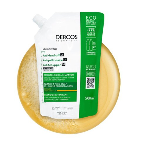 DERCOS TECHNIQUE ECOREFILL RECARGA DE CHAMPÚ ANTICASPA DS - CABELLO SECO -77% PLÁSTICO4 ACCIÓN ANTIRREAPARICIÓN DE 6 SEMANAS2