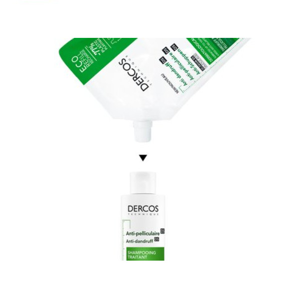 DERCOS TECHNIQUE ECOREFILL RECARGA DE CHAMPÚ ANTICASPA DS - CABELLO NORMAL O GRASO -77% PLÁSTICO4 6 SEMANAS ANTIRREAPARICIÓN2