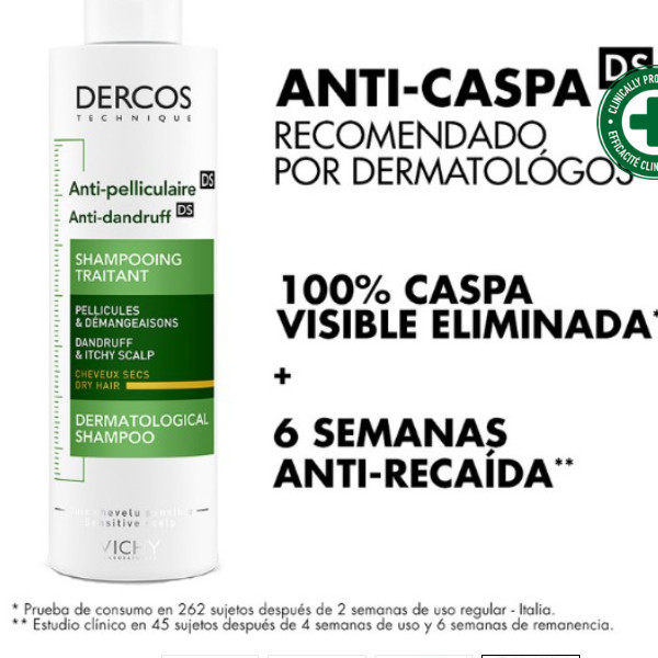 DERCOS TECHNIQUE CHAMPÚ ANTICASPA CABELLO SECO