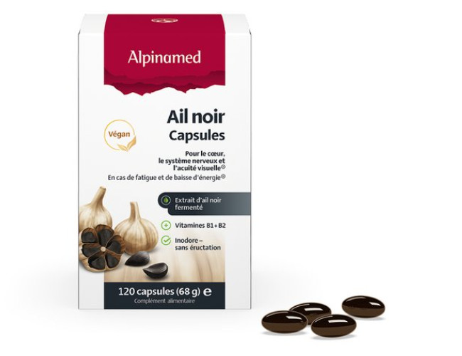 Alpinamed AG extraits spéciaux ou standards AIL NOIR CAPSULES ET VITAMINES B – POUR LE COEUR & LES NERFS